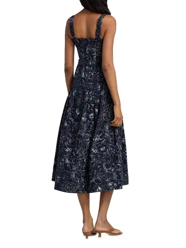 Cinq à Sept Women's Branwen Garden Doodle Denim Midi-Shirtdress - Navy White - Size 14 | Thumbnail 5