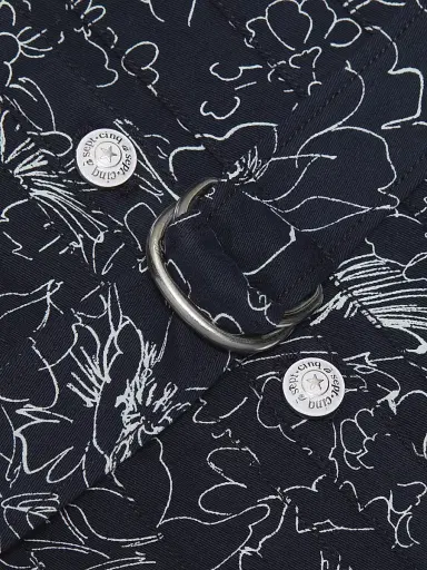 Cinq à Sept Women's Branwen Garden Doodle Denim Midi-Shirtdress - Navy White - Size 14 | Thumbnail 7