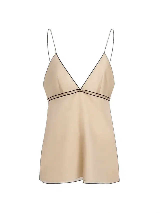 Women's Timy Contrast-Trim Silk Top - Tea Stain