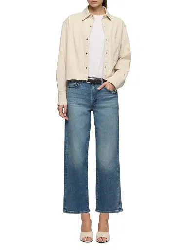 7 For All Mankind Women's Ivy Workwear Crop Shirt | Thumbnail 2