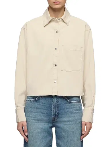 7 For All Mankind Women's Ivy Workwear Crop Shirt | Thumbnail 3