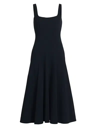 Vince Women's Square Neck Seamed Midi-Dress - Eclipse | Thumbnail 1 Vince Women's Square Neck Seamed Midi-Dress - Eclipse | Thumbnail 1