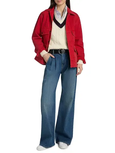 Nili Lotan Women's Leroy Denim Jacket - Scarlet | Thumbnail 2 Nili Lotan Women's Leroy Denim Jacket - Scarlet | Thumbnail 2