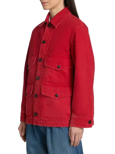 Nili Lotan Women's Leroy Denim Jacket - Scarlet | Thumbnail 4 Nili Lotan Women's Leroy Denim Jacket - Scarlet | Thumbnail 4