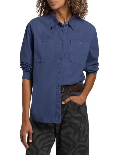 Nili Lotan Women's Onora Cotton Shirt - French Navy - Size XL | Thumbnail 3 Nili Lotan Women's Onora Cotton Shirt - French Navy - Size XL | Thumbnail 3