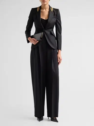 Alexander McQueen Women's Leaves Embellished-Wool Blazer | Thumbnail 2 Alexander McQueen Women's Leaves Embellished-Wool Blazer | Thumbnail 2