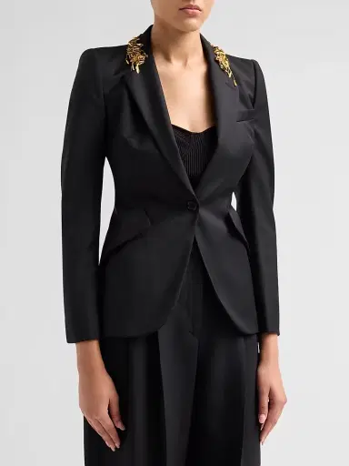Alexander McQueen Women's Leaves Embellished-Wool Blazer | Thumbnail 4 Alexander McQueen Women's Leaves Embellished-Wool Blazer | Thumbnail 4