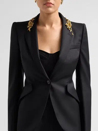 Alexander McQueen Women's Leaves Embellished-Wool Blazer | Thumbnail 5 Alexander McQueen Women's Leaves Embellished-Wool Blazer | Thumbnail 5