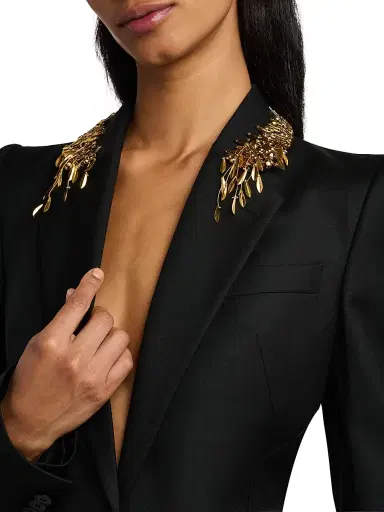 Alexander McQueen Women's Leaves Embellished-Wool Blazer | Thumbnail 6 Alexander McQueen Women's Leaves Embellished-Wool Blazer | Thumbnail 6