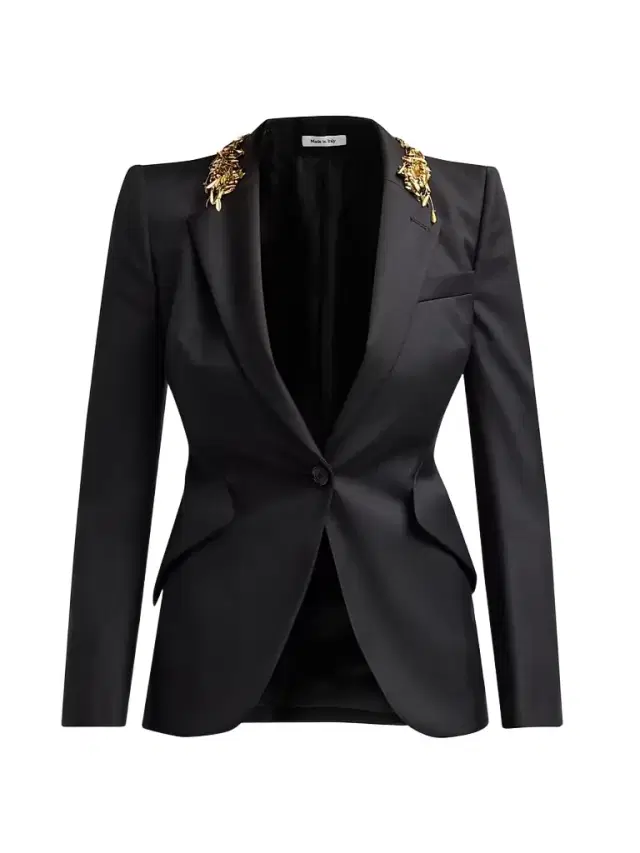 McQueen Women's Leaves Embellished-Wool Blazer - Black