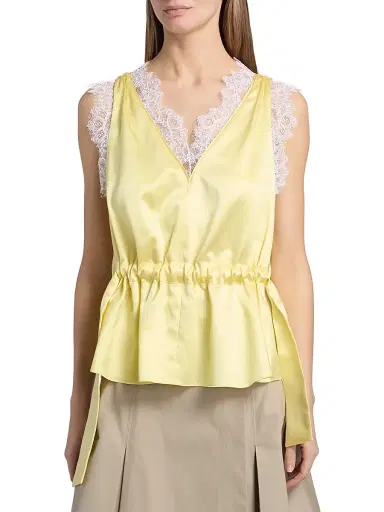 3.1 Phillip Lim Women's Lace Trim Satin V-Neck Top | Thumbnail 3