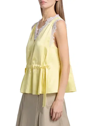 3.1 Phillip Lim Women's Lace Trim Satin V-Neck Top | Thumbnail 4