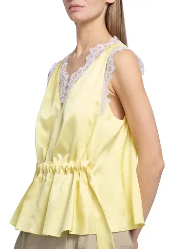 3.1 Phillip Lim Women's Lace Trim Satin V-Neck Top | Thumbnail 6