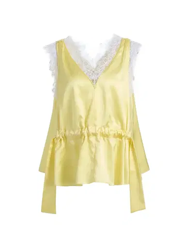 3.1 Phillip Lim Women's Lace Trim Satin V-Neck Top | Thumbnail 1