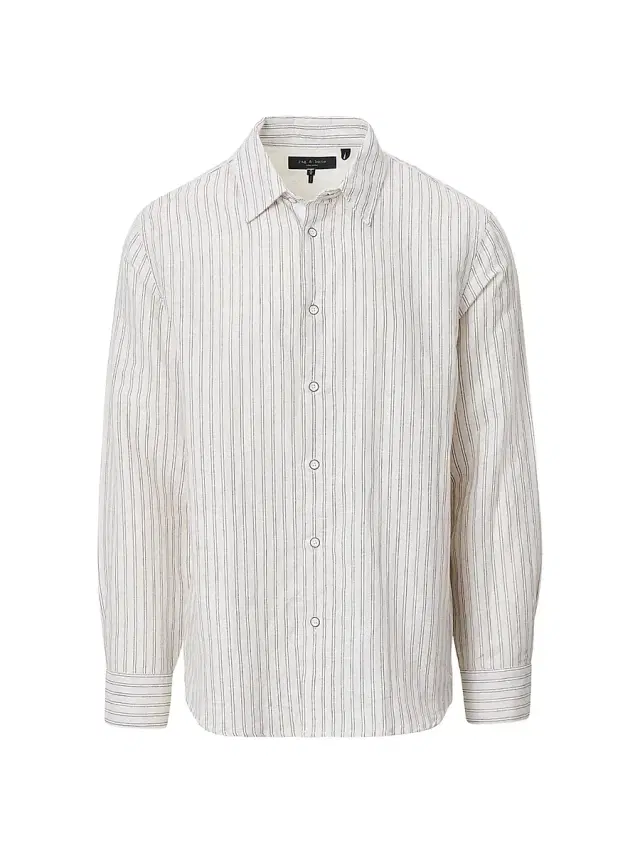 rag & bone Men's Finch Striped Linen-Cotton Shirt - Pale Tusk