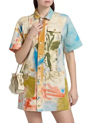 Ulla Johnson Women's Painters Printed Cotton Shirtdress - Western Dream - Size XL | Thumbnail 3 Ulla Johnson Women's Painters Printed Cotton Shirtdress - Western Dream - Size XL | Thumbnail 3
