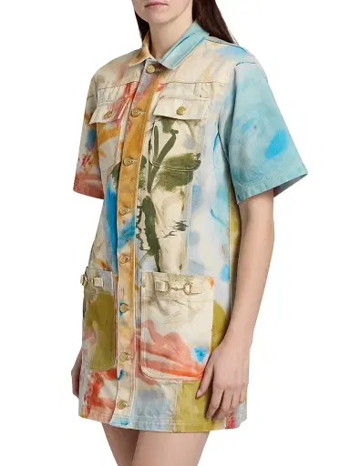 Ulla Johnson Women's Painters Printed Cotton Shirtdress - Western Dream - Size XL | Thumbnail 4 Ulla Johnson Women's Painters Printed Cotton Shirtdress - Western Dream - Size XL | Thumbnail 4
