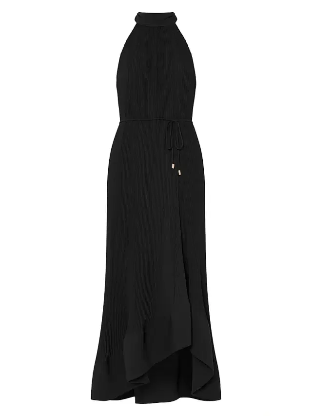 Milly Women's Nalani Pleated Midi-Dress - Black