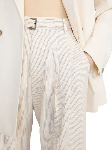 Frame Women's The Striped Wide-Leg Pants - Ecru Multi - Size 2 | Thumbnail 6 Frame Women's The Striped Wide-Leg Pants - Ecru Multi - Size 2 | Thumbnail 6