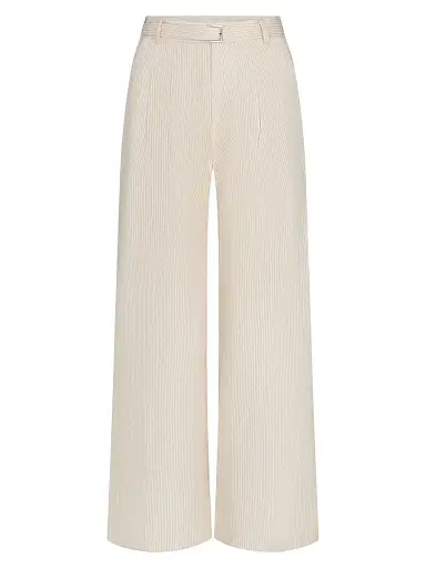 Frame Women's The Striped Wide-Leg Pants - Ecru Multi - Size 2 | Thumbnail 1 Frame Women's The Striped Wide-Leg Pants - Ecru Multi - Size 2 | Thumbnail 1