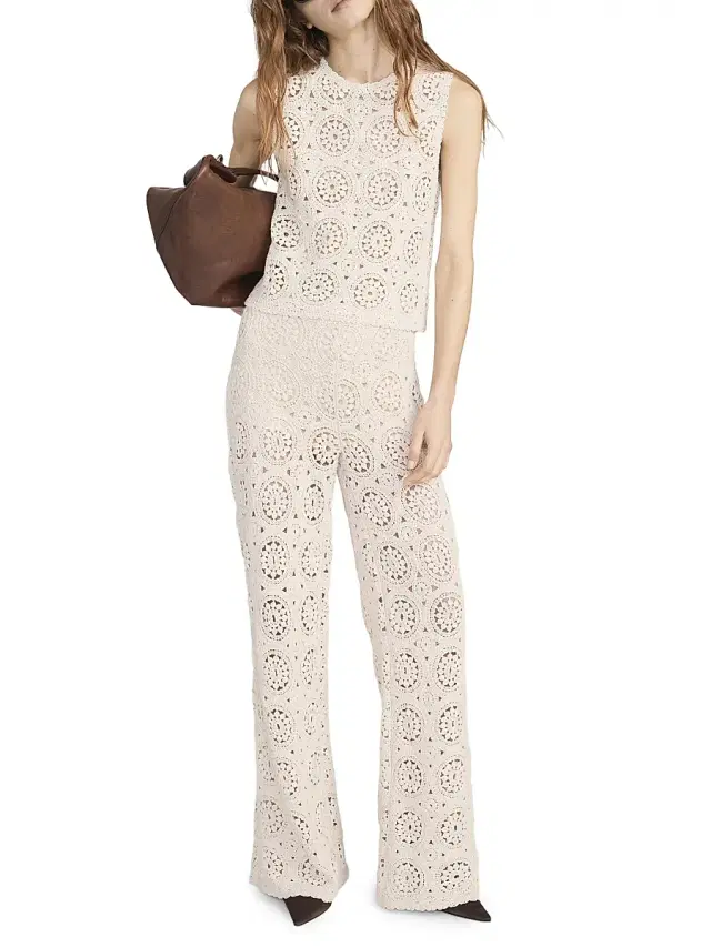 FRAME Women's Crochet Cotton Pants - Cream