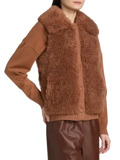 Yves Salomon Women's Shearling Wool Knit Vest - Toulouse | Thumbnail 4