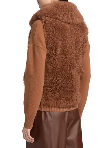 Yves Salomon Women's Shearling Wool Knit Vest - Toulouse | Thumbnail 5