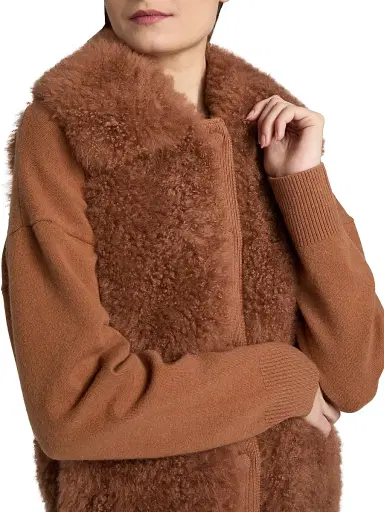 Yves Salomon Women's Shearling Wool Knit Vest - Toulouse | Thumbnail 6