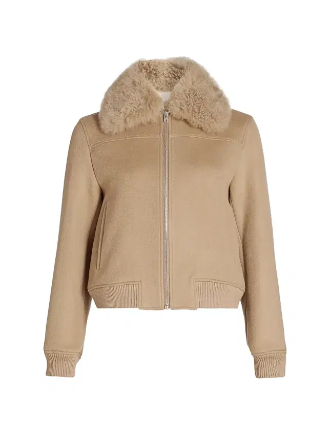 Women's Shearling-Trim Wool-Blend Bomber Jacket - Roma