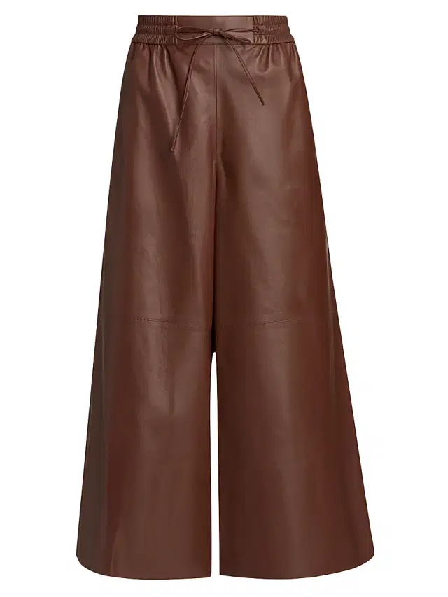 Women's Leather Wide-Leg Culottes - Sumac