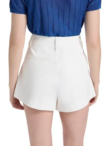 Frame Women's The Structural Pleated Cotton High-Rise Shorts - White - Size 30 | Thumbnail 5