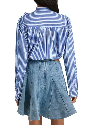 Aknvas Women's Flor Striped Cotton Poplin Button-Front Shirt - Deep Blue - Size Small | Thumbnail 5 Aknvas Women's Flor Striped Cotton Poplin Button-Front Shirt - Deep Blue - Size Small | Thumbnail 5