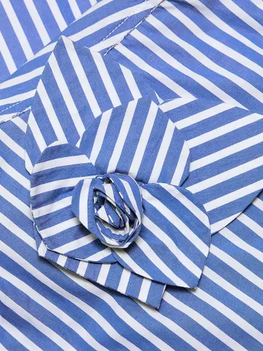 Aknvas Women's Flor Striped Cotton Poplin Button-Front Shirt - Deep Blue - Size Small | Thumbnail 7 Aknvas Women's Flor Striped Cotton Poplin Button-Front Shirt - Deep Blue - Size Small | Thumbnail 7