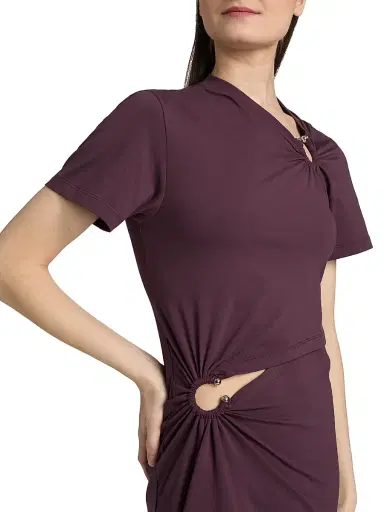 Rabanne Women's Ring-Accented Gathered Minidress | Thumbnail 6