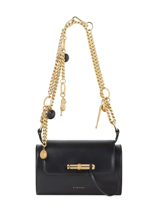 Givenchy Women's Pout  Shoulder Bag in Leather with Lucky Charms Chain - Black