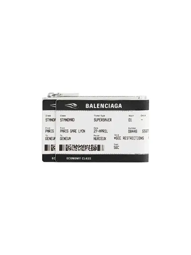 Balenciaga Men's Passport Boarding Pass Long Coin and Card Holder - Black White | Thumbnail 1