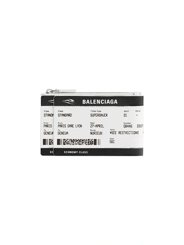 Men's Passport Boarding Pass Long Coin and Card Holder - Black White