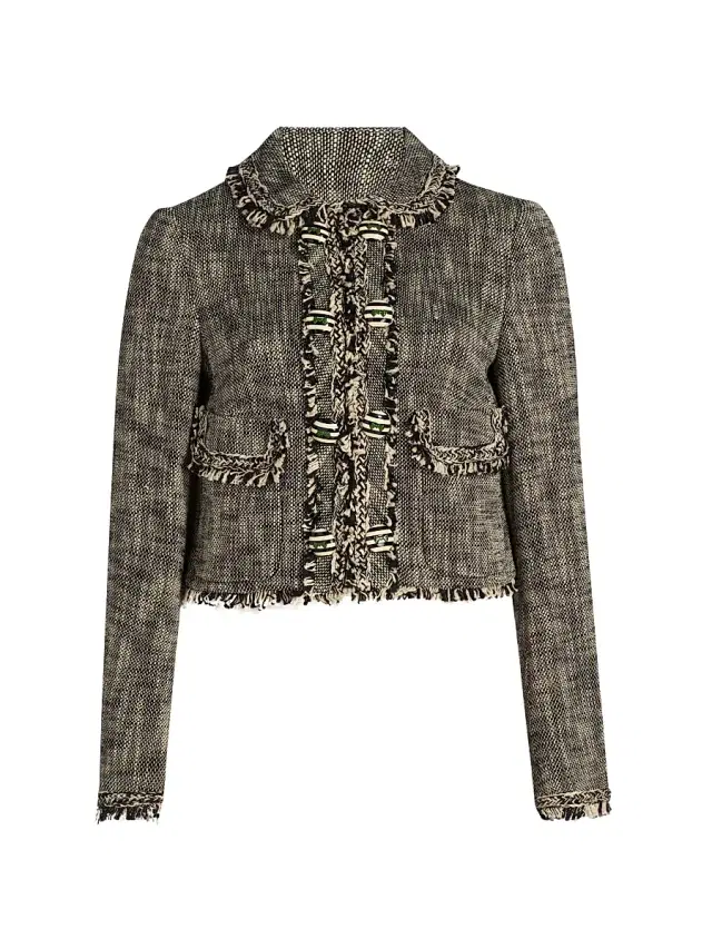 Maison Common Women's Cotton-Blend Tweed Crop Jacket - Black Multi