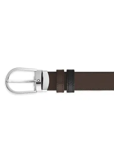Montblanc Men's Horseshoe Reversible Leather Belt - Black | Thumbnail 3 Montblanc Men's Horseshoe Reversible Leather Belt - Black | Thumbnail 3