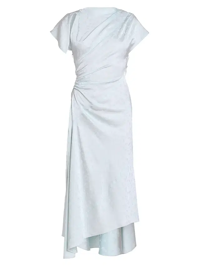 Victoria Beckham Women's Asymmetric Twist Floral Satin Midi-Dress - Aquamarine