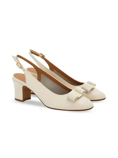 Ferragamo Women's Vetty 55MM Leather Slingback Pumps - Mascarpone Biscotto - Size 11 | Thumbnail 2