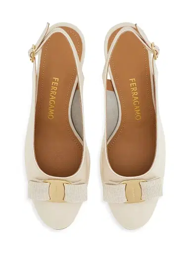 Ferragamo Women's Vetty 55MM Leather Slingback Pumps - Mascarpone Biscotto - Size 11 | Thumbnail 4