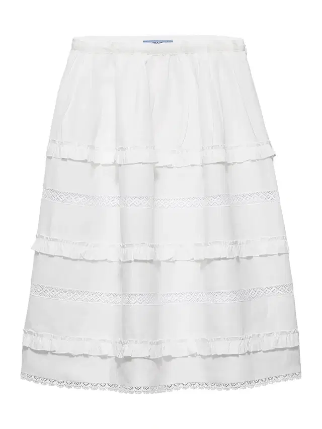 Prada Women's Embroidered Linen Skirt - White