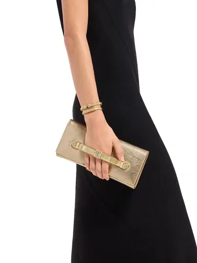 BVLGARI Women's Tubogas Leather Clutch - Light Gold | Thumbnail 2 BVLGARI Women's Tubogas Leather Clutch - Light Gold | Thumbnail 2