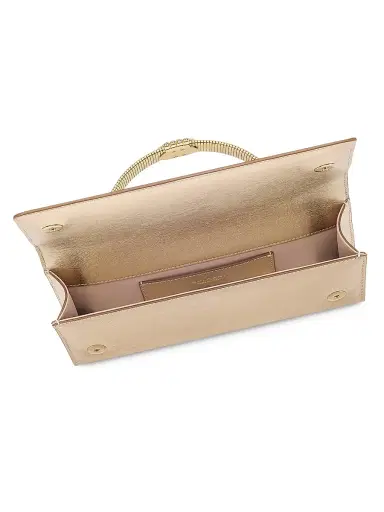 BVLGARI Women's Tubogas Leather Clutch - Light Gold | Thumbnail 3 BVLGARI Women's Tubogas Leather Clutch - Light Gold | Thumbnail 3