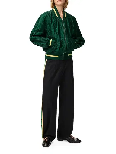 Loewe Women's Taffeta Bomber Jacket - Dark Green - Size 8 | Thumbnail 2
