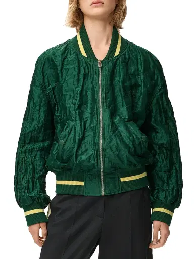 Loewe Women's Taffeta Bomber Jacket - Dark Green - Size 8 | Thumbnail 3