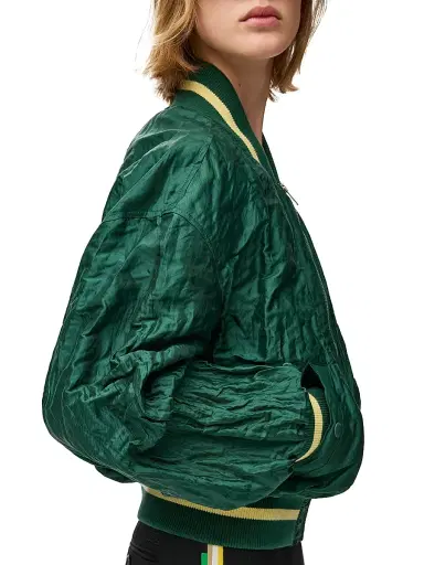 Loewe Women's Taffeta Bomber Jacket - Dark Green - Size 8 | Thumbnail 5
