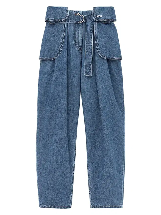 LOEWE Women's Belted Cargo Jeans - Light Blue