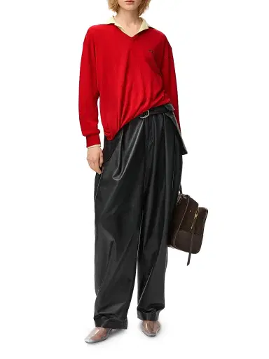 Loewe Women's Draped Wool Sweater - Red - Size Large | Thumbnail 2